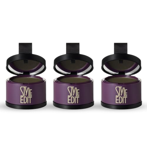 Image of Style Edit Root Touch Up Powder | Temporary Hair Color for Gray Roots and Thinning Hair | Salon-Quality, Transfer-Resistant Hair Concealer | Black, 0.13 oz (Pack of 3)