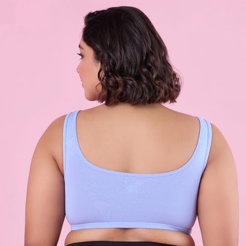Image of NYKD NYB113 Cotton Non Padded Non Wired Full Coverage Slip On Everyday Bra Wide Straps Gentle Side Lift