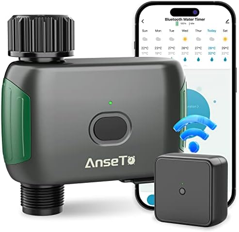 AnseTo Sprinkler Timer WiFi Water Timer for Garden/Lawn,Irrigation Hose Timer with WiFi Hub Remote Control Irrigation System Compatible with Alexa and Google Home with Two Irrigation Modes/Rain Delay