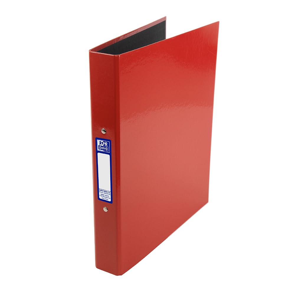 Oxford Premium A4 Ring Binder, Red Single Folder, 25mm Capacity, Laminated Paper on Board