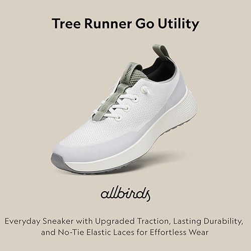 Allbirds Allbirds Women’s Tree Runner Go Utility, Rugged Everyday Sneaker - Blizzard, Hazy Pine (Natural White Sole) - 9 Medium