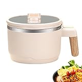 Olla portátil para ramen, olla de fideos instantáneos, olla de fideos para microondas | Cuenco de fideos instantáneos de gran capacidad con tapa de acero inoxidable, cuenco antiadherente para cocinar