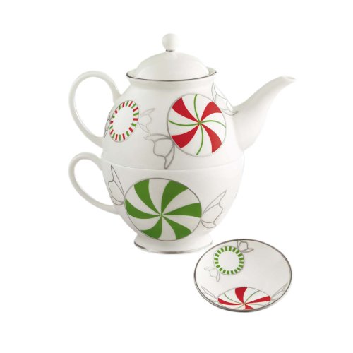 Lenox Merry & Bright Peppermint Stackable Tea Set