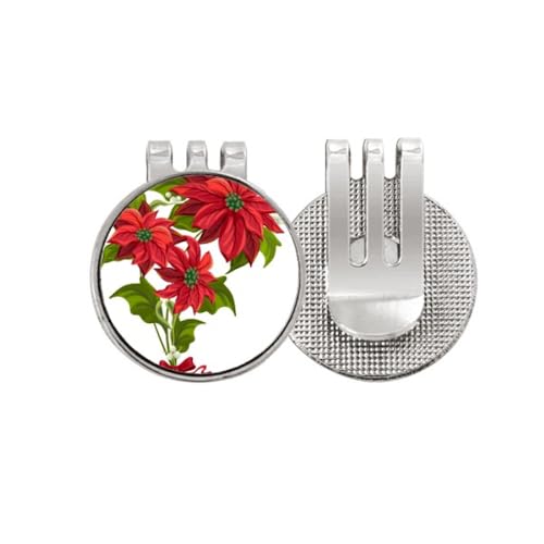 Clip magnético para gorra de golf marcador de bola flor de Pascua roja esmaltado