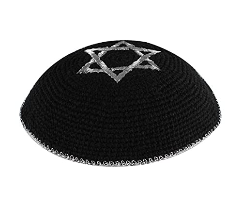Image of Zion Judaica Quality Knit Kippahs Bulk Packs Knitted Kippot and Single Hand-Knit Kippas Kipa Clips Included
