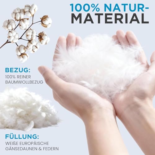Daunendecke Winterdecke Extra Warm Daunen Decke Daunen Steppdecke Gänsedaunen 100% Natur, Öko-Tex Zertifiziert - 135x200 1600gr.
