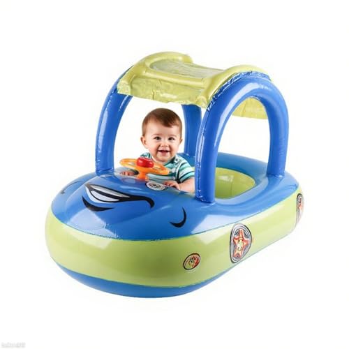 Flotadores para bebés inflables en forma de coche con parasol ajustable 7