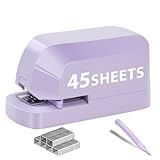 Electric Stapler for Desk, 45 Sheet Capacity Automatic Stapler Desktop, Office Staplers Electric, AC Operated Staplers Heavy Duty Office Use with 1,000 Staples & Staple Remover, Purple