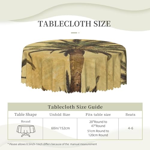 Nappe ronde en polyester 150 cm imperméable à motif palmier tropical