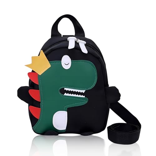 Satiskid Mochila infantil pequeña para niños pequeños, dinosaurios, guardería, mochila de dinosaurio, mochila escolar para bebés, niñas, niños pequeños, 1-3 años, Negro , 20x16x9cm