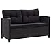 Produktbild vidaXL Gartensofa 2-Sitzer mit Kissen Lounge Sofa Gartenmöbel Gartenbank Bank Rattansofa Balkon Terrasse Garten Schwarz 124cm Poly Rattan