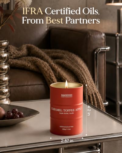 Image of M&SENSE Caramel Toffee Apple Scented Soy Candles,11.3 oz Fall Candle Non Toxic,Aromatherapy Candle for Stress Relief Meditation Relaxing