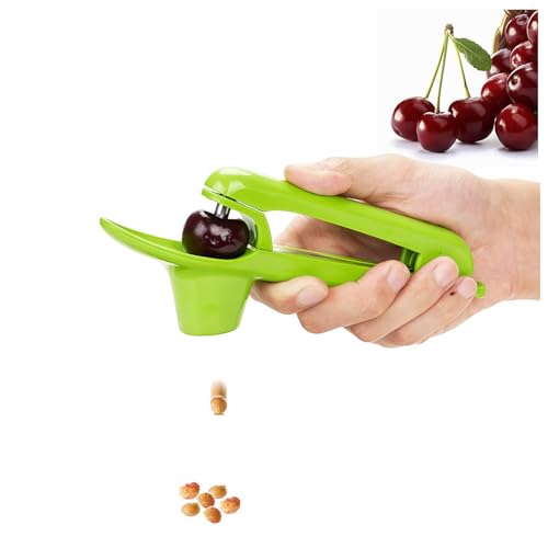 Yuannee Deshuesador de Cerezas,Inoxidable Deshuesador de Frutas Fijador de Cerezas para Cereza Aceitunas Bayas Rápido y Fácil Saca Huesos Cereza (Verde)