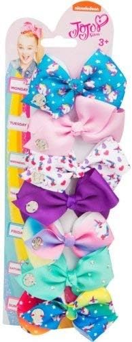 Nickelodeo Official JoJo Siwa 8cm Set of 7 Day Hair Clip Bows with Charms