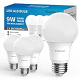Firetorch 4 Packs A19 Led Bulb,9 W 60W Equivalent, E26 Led Light Bulbs Standard Replacement Bulb 750 Lumen,Non-Dimmable, UL Listed 5000K Daylight
