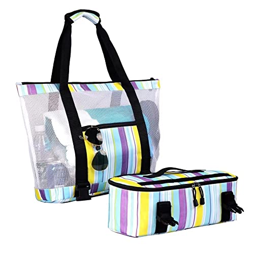 Grand Sac de Plage en Maille Sac de Plage Fourre Cabas Sac de Rangement 3D Sac Isotherme de Pique-Nique, Sac bandoulière pour LPiscine, Voyage, Vêtements, Jouets, Gym (Color : #37, Size : 1 pièce) Cover