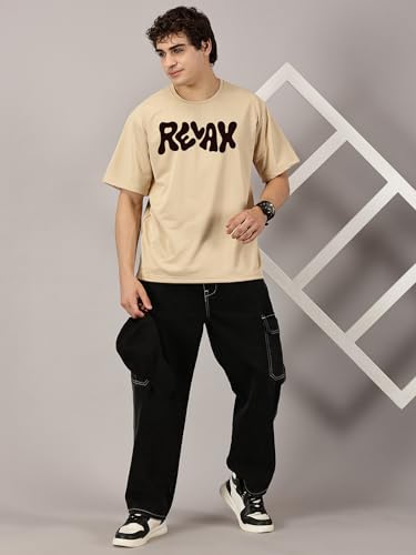 Image of RodZen Men's Cotton Round Neck Printed Oversized Loose Fit T-Shirt