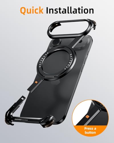 Image of Aluminum Frame Metal Bumper Compatible with iPhone 17 Pro Max | Simple Shield Air Cushion Shockproof | Edge Protection, Minimalist Slim - Black (Z-Black, iPhone 17 Air)