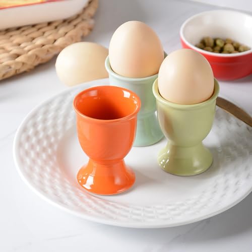 Gshllo DHY1448W(2) 2 Pcs White Ceramic Egg Serving Cups Egg Stand Holders Hard Boiled Egg Containers Breakfast Egg Bowls Kitchen Gadgets Tools thumb #1