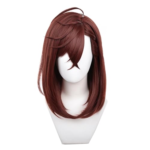 Parrucche anime per Momo Ayase Cosplay Parrucca con orecchini, Parrucca per capelli marrone da donna media per Halloween Party (Momo Ayase)