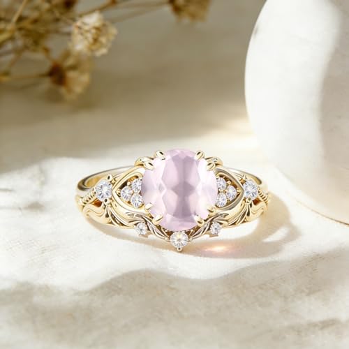 Image of Gemstone Vintage Rings for Women s925 Sterling Silver Round Cut 1.0 Carat Gemstone with Moissanite Promise Engagement Anniversary Ring for Her