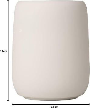 Blomus Sono Moonbeam Ceramic Toothbrush Holder with Space for Toothbrush and Toothpaste Soft Touch Exclusive Bathroom Accessory (H x W x D): 11 x 8.5 x 8.5 cm Moonbeam 69057