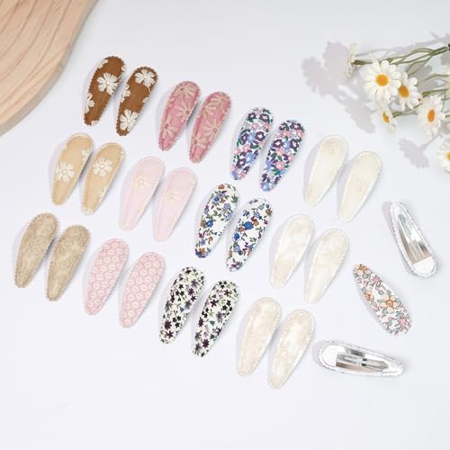 Bbgifts 36Pcs Girl Hair Clips Floral Print Toddler Hair Clips 2.2 Inches Non Slip Wrapped Snap Hairpins For Kids Barrettes Hair Accessories For Baby Toddler Girls thumb #6