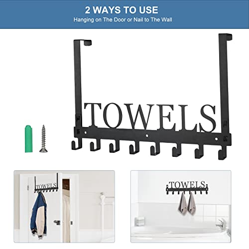 Azmoncy Over The Door Hooks, Towel Rack For Bathroom Towel Holder For Hanging Heavy Duty, Wall Mount Towel Hanger With 8 Hooks For Bedroom Bathroom Kitchen Towels, Bag, Coats, Hats #TOP3