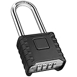 Diyife Heavy Duty Combination Padlocks Outdoor, [Weatherproof] Long Shackle 52mm Large 4 Digit Code Padlock with 8mm Thick 304 Stainless Steel Shackle for Garage, School, Gate, Shed, Warehouse, Gym