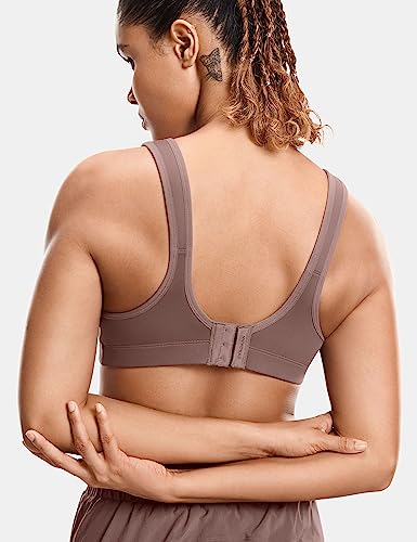 Image of SYROKAN Front Adjustable Sports Bras for Women High Impact | Front Velcro Straps, Wirefree, Double layer Cups, U Back, No Bounce, Running Bra