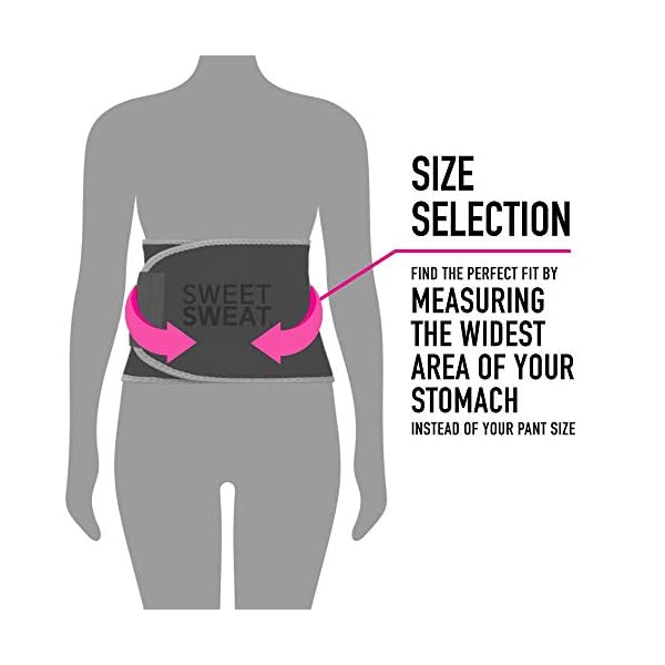 Sweet Sweat Waist Trimmer for Women and Men - Sweat Band Waist Trainer Belt for High Intensity Training and Gym Workouts, 5 Adjustable Sizes Black/Pink