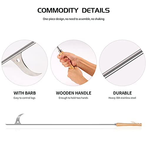 Manucode Fire Pit Poker, 42 Inch Stainless Steel Fire Poker With Wooden Handle For Fireplace, Campfire & Bonfires #TOP1