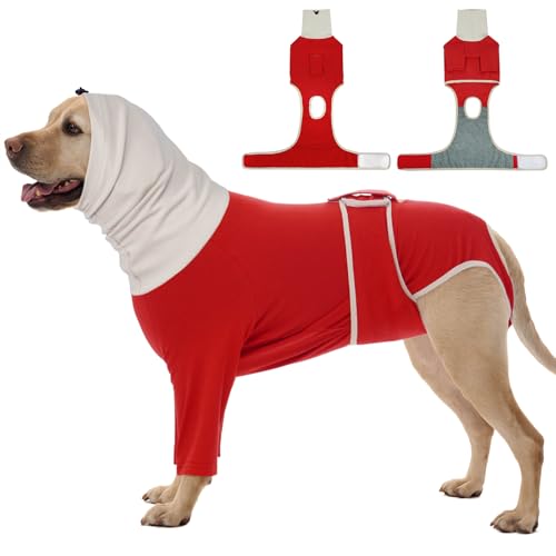 Image of FUAMEY Surgical Suit for Dogs Female Spay, Cone of Shame Alternative to Stop Licking, Breathable Male Dog Recovery Suit for After Neuter Surgery, Dog Onesie with Front Leg Covered, Corgi (Red, L)