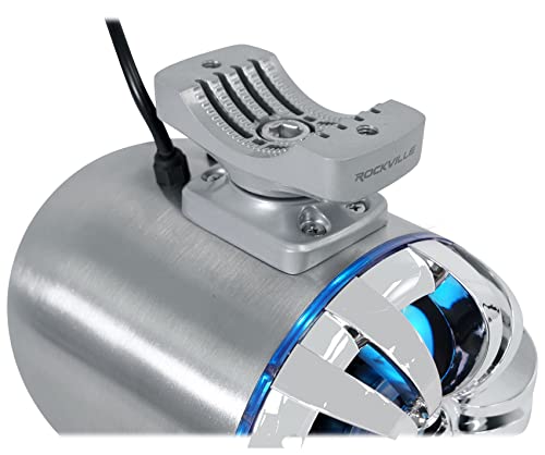 Image of Rockville WB50KLS 5.25 in 250-Watt Peak /125-Watt RMS Marine Wakeboard Tower Speakers with LED Lighting, Polished Silver, 4-Ohm, 4 Pieces