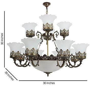 Image of Prop It Up Flush Mount Round 75 watts Antique Finish Chandelier, Bronze