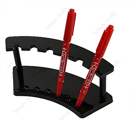 Porte-stylo acrylique à 6 fentes Support de bureau Bijoux de bureau Présentoir en plastique Porte-stylos noirs Bureau de rangement pour stylo pot à crayons Pot à crayons Pot à crayons Porte-stylo Cover