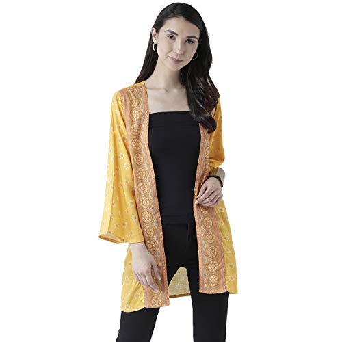 Image of FUSION BEATS Shrugs for Women, Open Neck Printed Shrugs Cardigan, Long Shrugs for Women, Sleeveless Sweater for Women, Overcoat for Women Summer Wear, Bohemian Shrugs for Women, Beach Wear