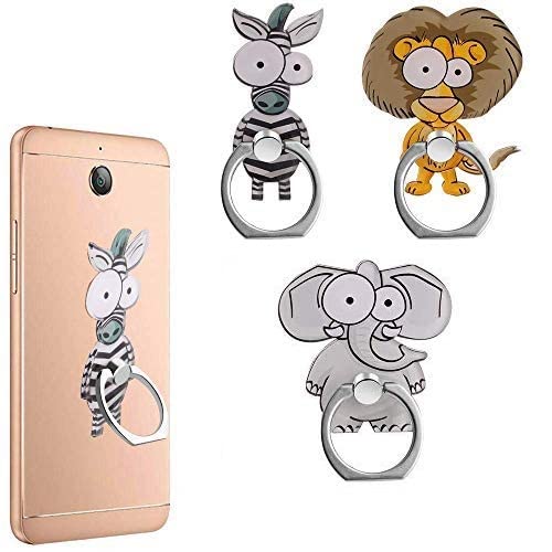 Feline Cute Animals Cell Phone Ring Holder Finger Ring Grip Stand 360° Rotation 180° Flip Universal Kickstand Compatible with All Smartphones (3 Styles) Pack of 3