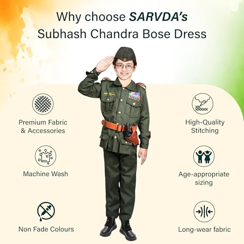 Image of Sarvda Kids Fancy Dress Costume Set | Police, Army Soldier, Pilot, Doctor, Subhash Chandra Bose & Community-Helper Outfit for Boys & Girls