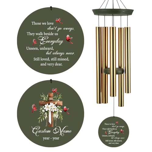Image of Personalized 30 /36 inch Memorial Wind Chimes for Outside, Sympathy Gifts Wind Chime for Loss of Loved One, Beautiful Decor with Deep Tone, Ideal for Funeral, Remembrance & Bereavement, Produced in Texas