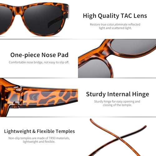 Image of GEGURI Polarized Sunglasses Fit Over Glasses for Men Women, Oversized Square Sun Glasses UV400 Protection Shades