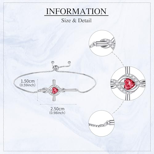 ONEFINITY Cross Bracelet for Women 925 Sterling Silver Cross Birthstone Pendant Bracelet Infinity Cross Religious Jewelry Gifts for Women4