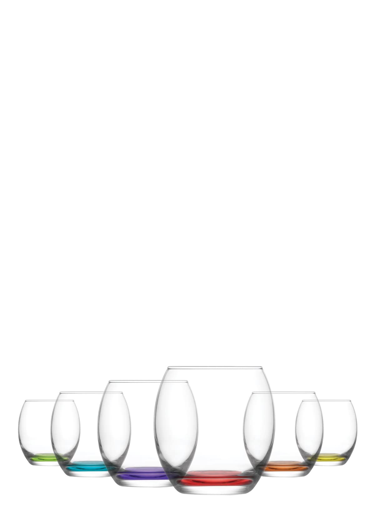 LAV 6X Clear 405ml Empire Tumbler Glasses - Stemless Kitchen Water Whiskey Wine Gin Juice Cocktail Drinking Glass Set