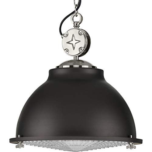 Medal Collection 1-Light Clear Patterned Glass Coastal Pendant Light Graphite