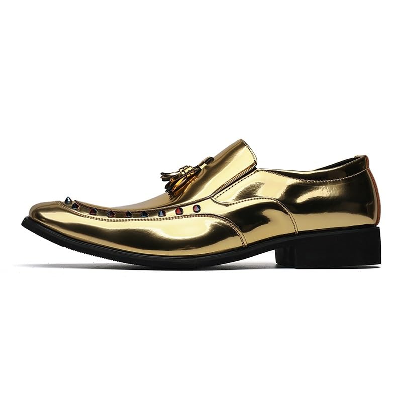 Formal Oxford Shoes for Men Slip On Square Toe PU Leather Tassel Slip Resistant Low Top Anti-Slip Block Heel Casual3