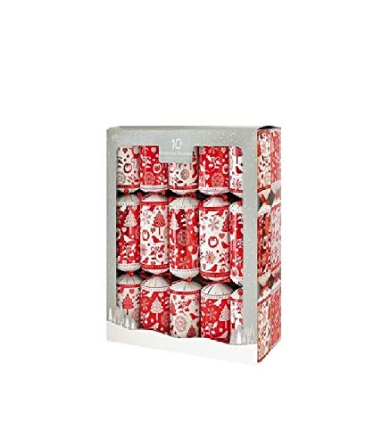Giftmaker 28389 Christmas Crackers 10 Piece, 14 Inch Size, Red/White
