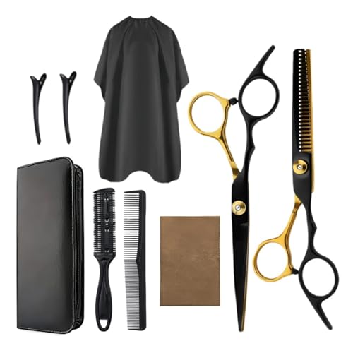Kit de ciseaux coiffeur 6 pouces avec cape et peigne à queue