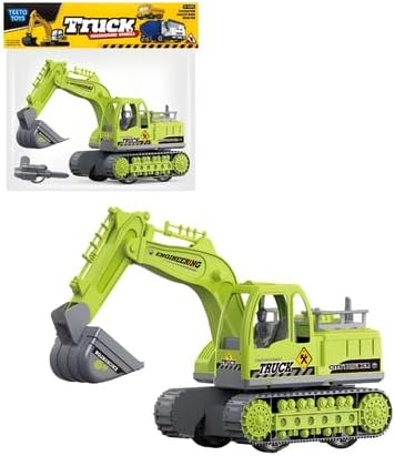 2-in-1 Excavator & Drill Construction Vehicle - Car Toys for Boys Tracked Excavator With Interchangeable Drill Attachment And Moving Arm
