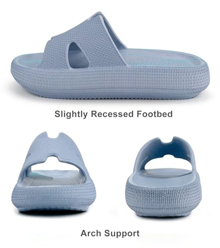 Image of Pillow Slippers for Women House Shower Foam Cushion Slides, Women's Comfy Cloud Recovery Slide, H Sandals for Womens with Non-Slip Lightweight Soft