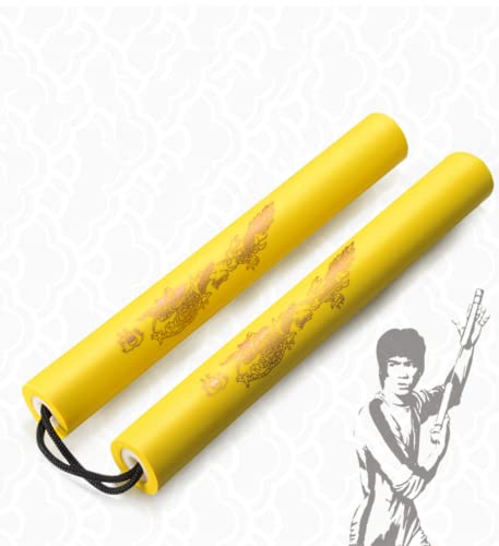 Jaswass Safe Foam Rubber Training Nunchakus Cord Nunchucks 2PCS for Kids Beginners Practice and Training (Yellow)